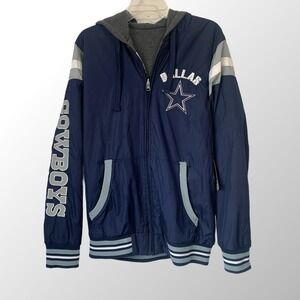 NWT NFL Apparel Dallas Cowboys Reversible Jacket Size Medium Full Zip Hooded